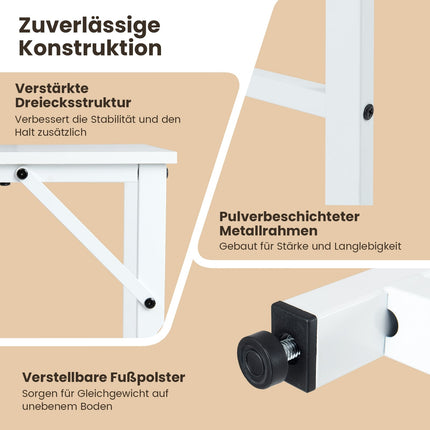 L-Shaped Desk with Charging Station & Shelves, White