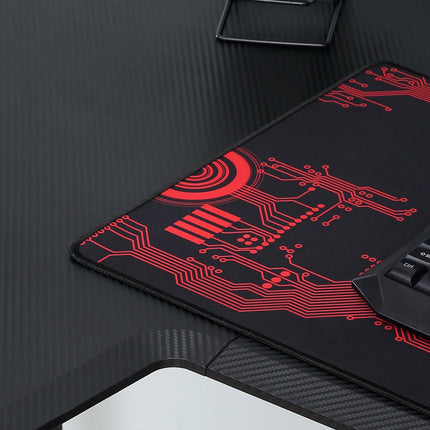 L-shaped game table, black+red, headphone hook, cup holder