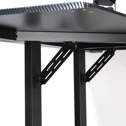 L-shaped game table, black+red, headphone hook, cup holder