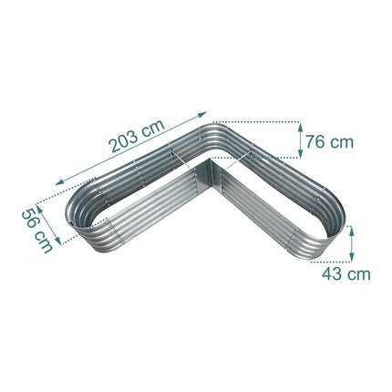 L-Shaped Metal Raised Garden Bed for Vegetables & Herbs