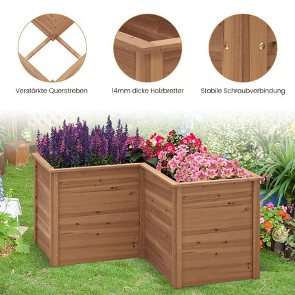 L-Shaped Raised Garden Bed, 120x120x63 cm, Fir Wood