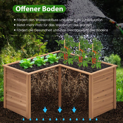 L-Shaped Raised Garden Bed, 120x120x63 cm, Fir Wood