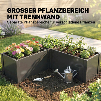L-Shaped Raised Garden Bed, Galvanized Steel, 150x150x55 cm
