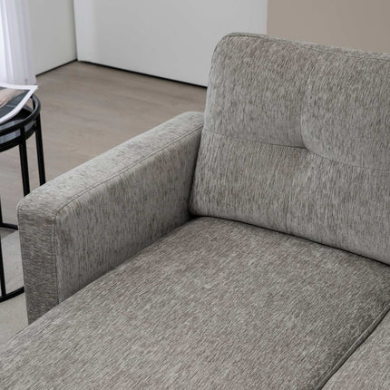 L-Shaped Sofa, Chenille Fabric, Brown, Space-Saving Design