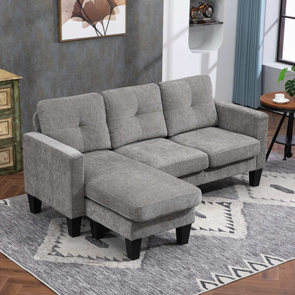 L-Shaped Sofa, Chenille Fabric, Brown, Space-Saving Design