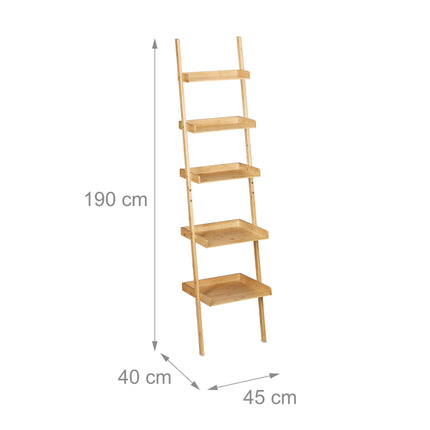 Ladder shelf bamboo 5 shelves