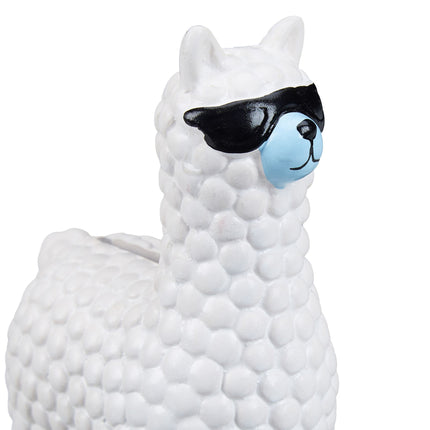Lame piggy bank with sunglasses