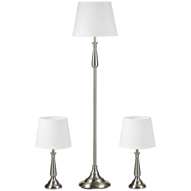 Vintage lamp set with 3 - 2 tables, 1 floor, E27 base