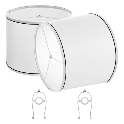 Lamp Shade Set of 2, 11x13x10 In Spider Fitter, White Black Trim