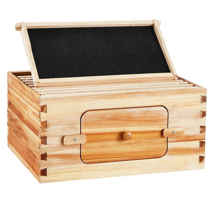 Langstroth Deep Beehive Box Kit, 10 Frames, Window, Beeswax-Coated