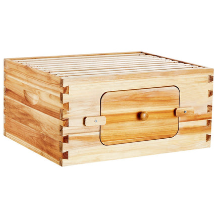 Langstroth Deep Beehive Box Kit, 10 Frames, Window, Beeswax-Coated
