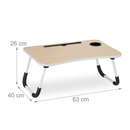 Lap Desk with Wood Effect, Foldable Bed Tray with Holders