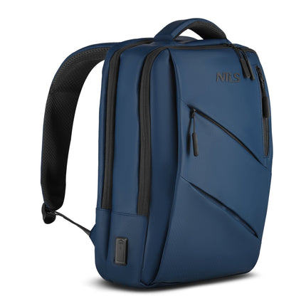 Laptop Backpack, Blue, USB-C Charging Port, 15L