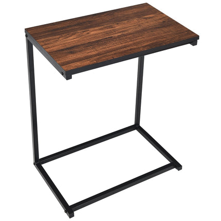 Laptop Side Table – Metal & Wood, 55x35x65 cm, Brown