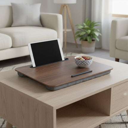 Laptop Tray with Phone Holder – Cushion for Bed & Sofa