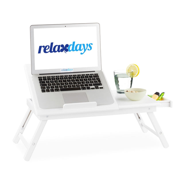 Laptop table in bamboo white