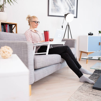 Laptop table in bamboo white