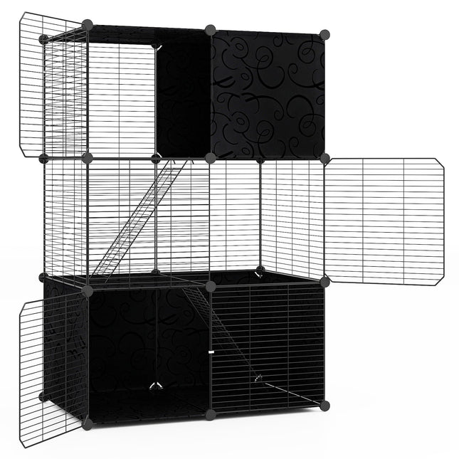 Large 3-Tier Cat Cage with Play Area, 74x47x110 cm