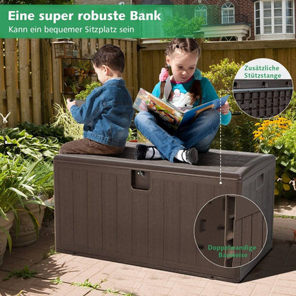 Large 400L Capacity Storage Box Sun Protected Chest 127.5 x 64 x 64 cm Brown