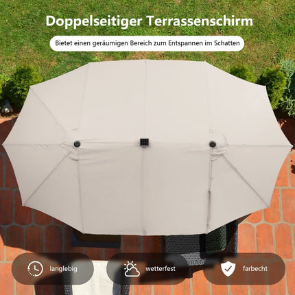 Large 470 cm Patio Umbrella with Solar LED Lights
