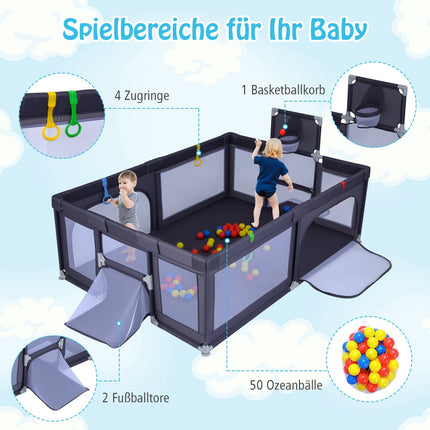 Large Baby Playpen with Basketball Hoop & Soccer Nets