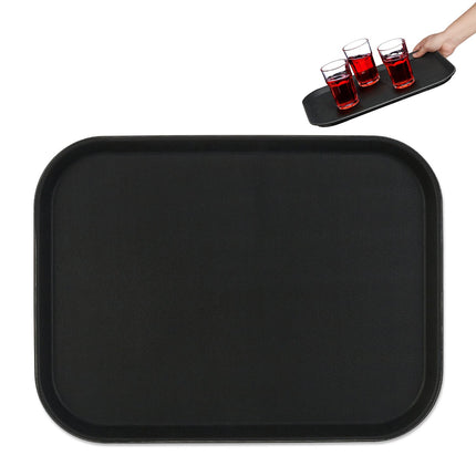 Large Black Serving Tray, 41x30cm, Non-Slip