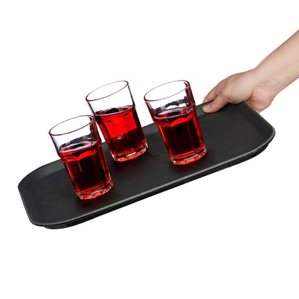 Large Black Serving Tray, 41x30cm, Non-Slip