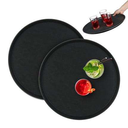 Large Black Serving Trays, Set of 2 – Ø45cm
