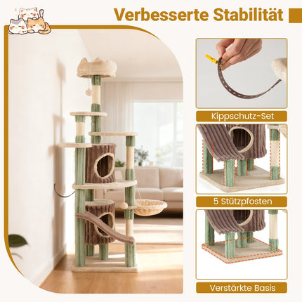 Large Cat Tree with 2 Caves, Sisal Posts, Plush Perches