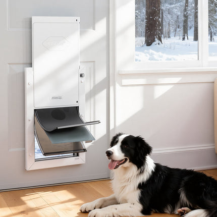 Large Dog Door – 3 Magnetic Flaps, Metal Frame, White