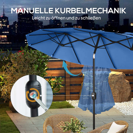Large Double Patio Umbrella, Adjustable Tilt, Polyester