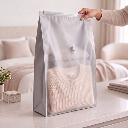 Large Gray Vacuum Storage Bags, 100x80 cm, 8-Pack