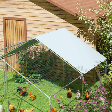 Large Metal Chicken Coop with Waterproof UV Cover
