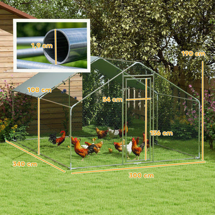 Large Metal Chicken Coop with Waterproof UV Cover