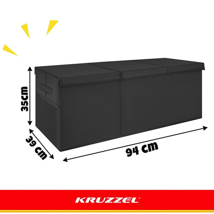 Large Toy Chest with Lid and Divider 132 l, 94 x 39 x 35 cm, Black, Foldable