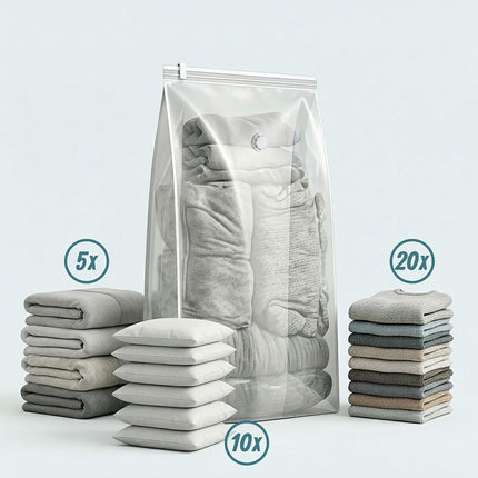 Large Vacuum Storage Bags, 100x80 cm, Set of 6, Grey
