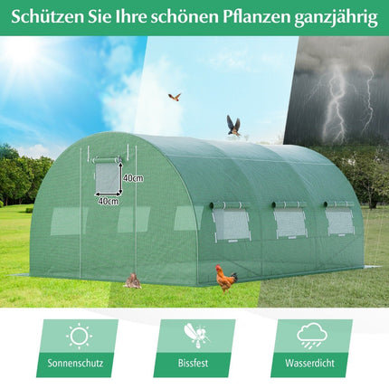 Large Walk-In Greenhouse 12m² with PE Cover & Iron Frame
