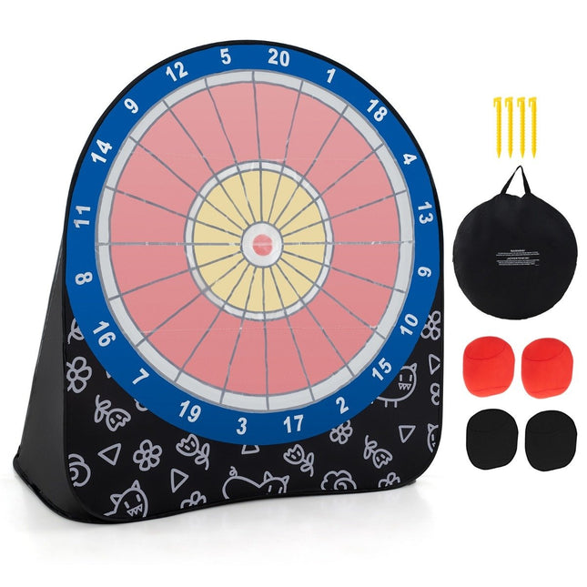 Groot dartbord voor kinderen, dart werpspel set met 4 trapballen, voetbal darts voor in de tuin, zwart