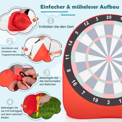 Large dartboard for children dart throwing game set with 4 kick balls football darts for garden red