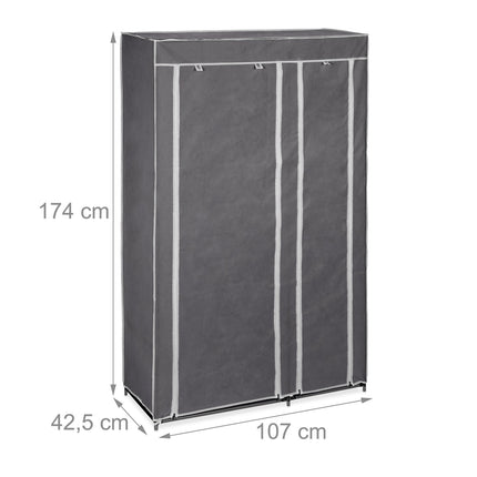 Large fabric wardrobe with clothes rail