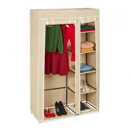 Large fabric wardrobe with clothes rail