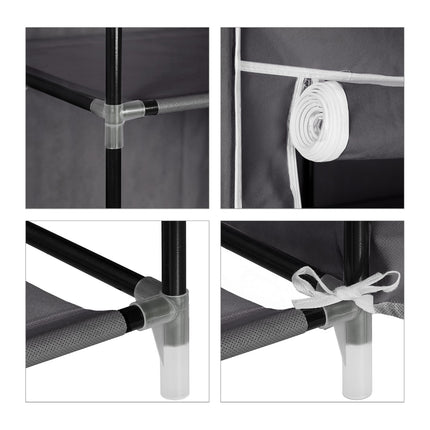 Large fabric wardrobe with clothes rail