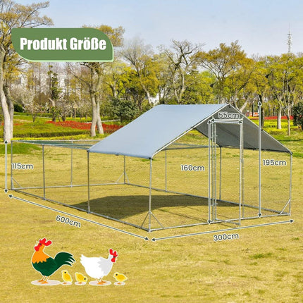 Large metal chicken coop with waterproof and sunproof cover galvanized outdoor pet enclosure silver