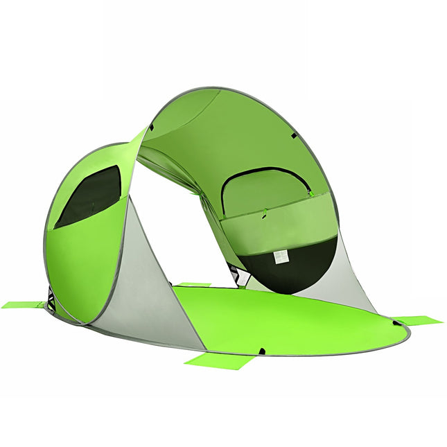 Grote pop-up strandtent, opvouwbare strandtent, 3-4 persoons strandtent, zonwering, werptent, groen