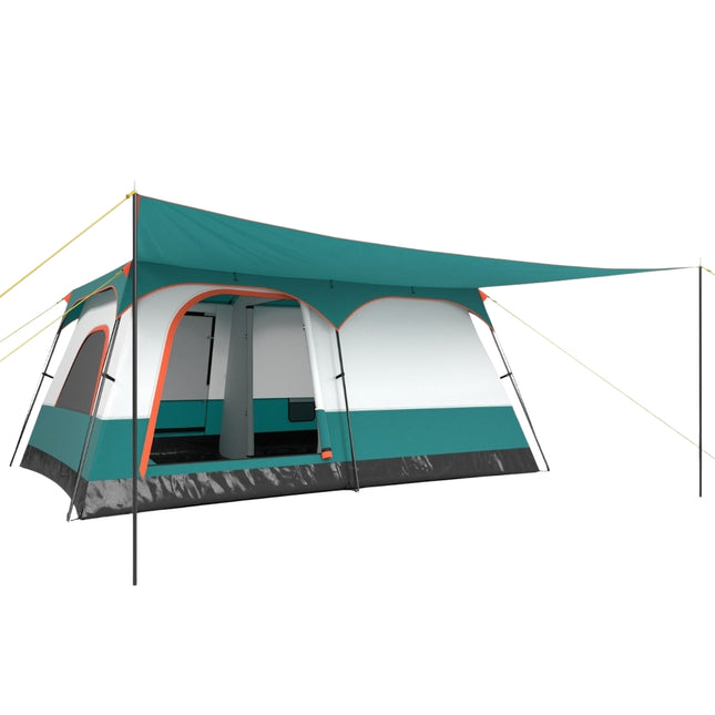 Grote tent met luifel & vloer & 2 kamers & 2 ingangen & draagtas kampeertent familietent L