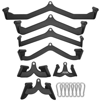 Lat Pulldown Attachment Set – 7-Piece Solid Steel, Rubber Grip