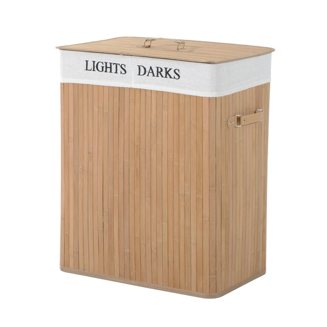 Laundry basket with lid, bamboo frame, 100L capacity