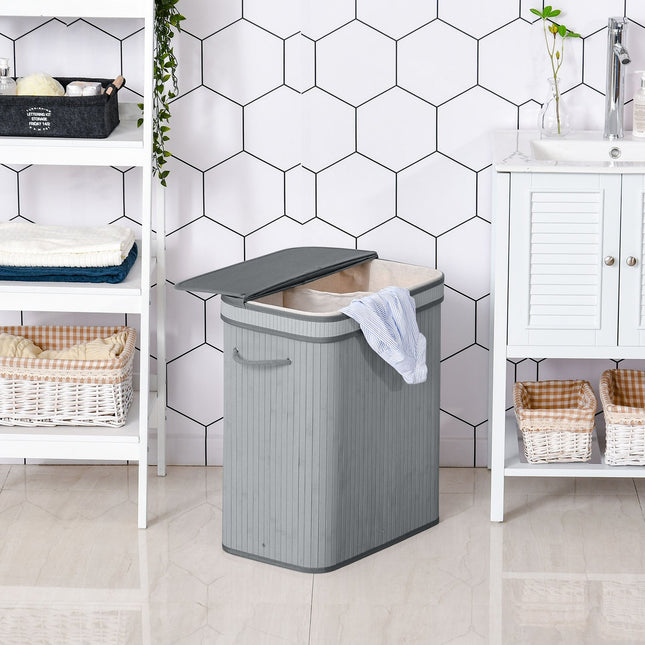 Large collapsible laundry basket with lid, removable lining
