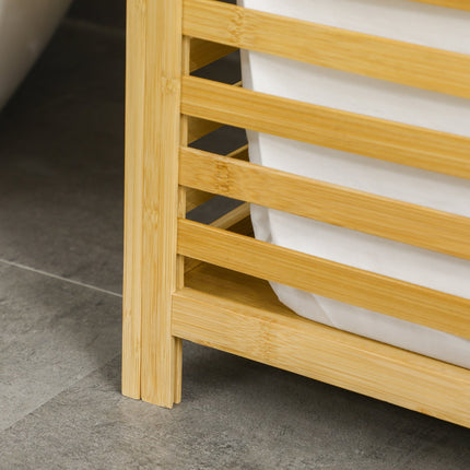 Bamboo laundry basket 55L with lid & removable bag