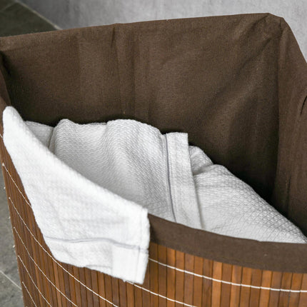 Bamboo laundry basket 55L with lid and removable bag